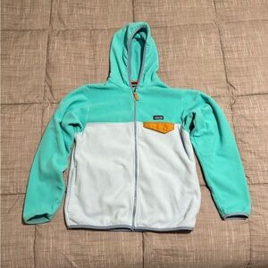 Patagonia Teal and White Fleece with Color Blocking